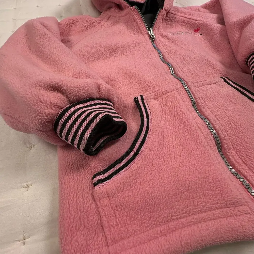 Harley-Davidson Reversible Hoodie Jacket Girls 4T Black Pink Biker Coat